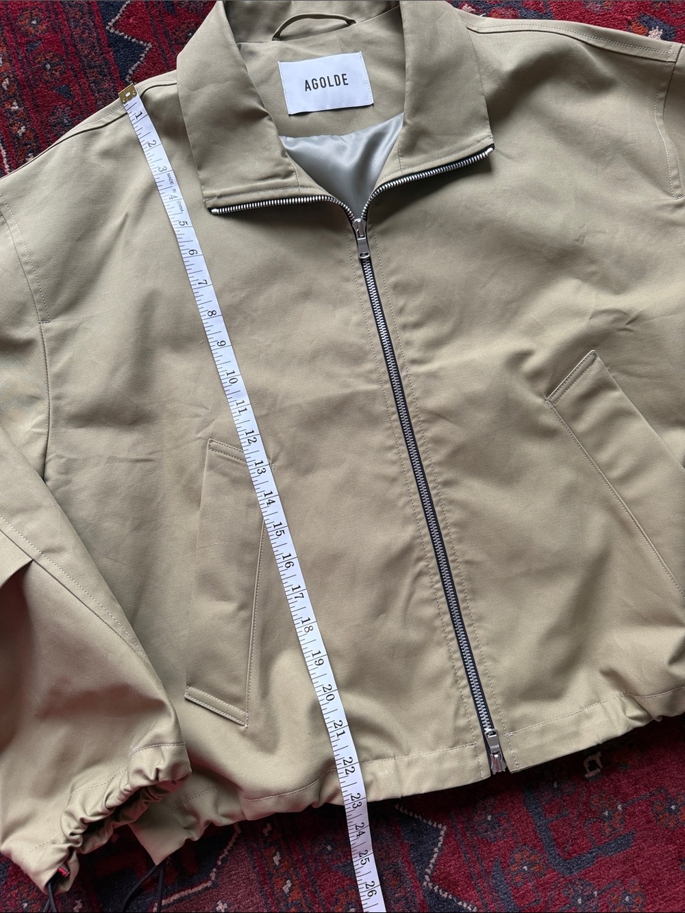 Agolde Laurie Green Bomber Cotton Jacket with toggles - Picture 3 of 10